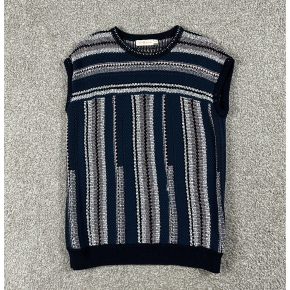 Tory Burch Sweaters - Tory Burch Sweater Womens XS Blue‎ Geometric Top Linen Blend Crochet Sleeveless